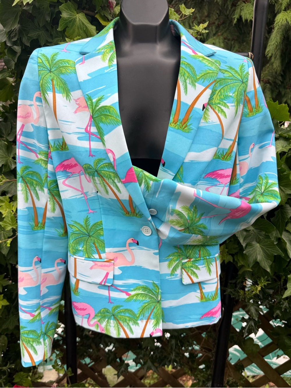OppoSuits Flamingirl Women’s Blazer Jacket Tropical Flamingo Light Blue